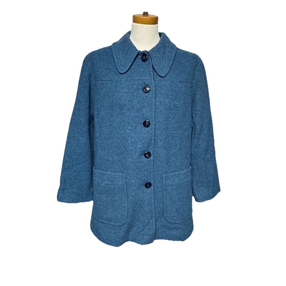 McIntosh New England Ladles Wool / Wool Blend Lined Blue Coat M See Measurements